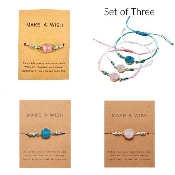 Dragonfly Spirit Designs Jewelry - Natural Stone Hand Woven Bracelet Set of Three